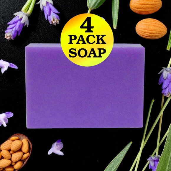 NEW Lavender & Almond  scented artisan soap. Set of 4 soap bars. - Picture 1 of 5